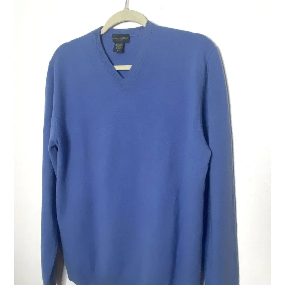 Banana Republic Cashmere V Neck Pullover Mens Long Sleeve Knit Sweater Sz M